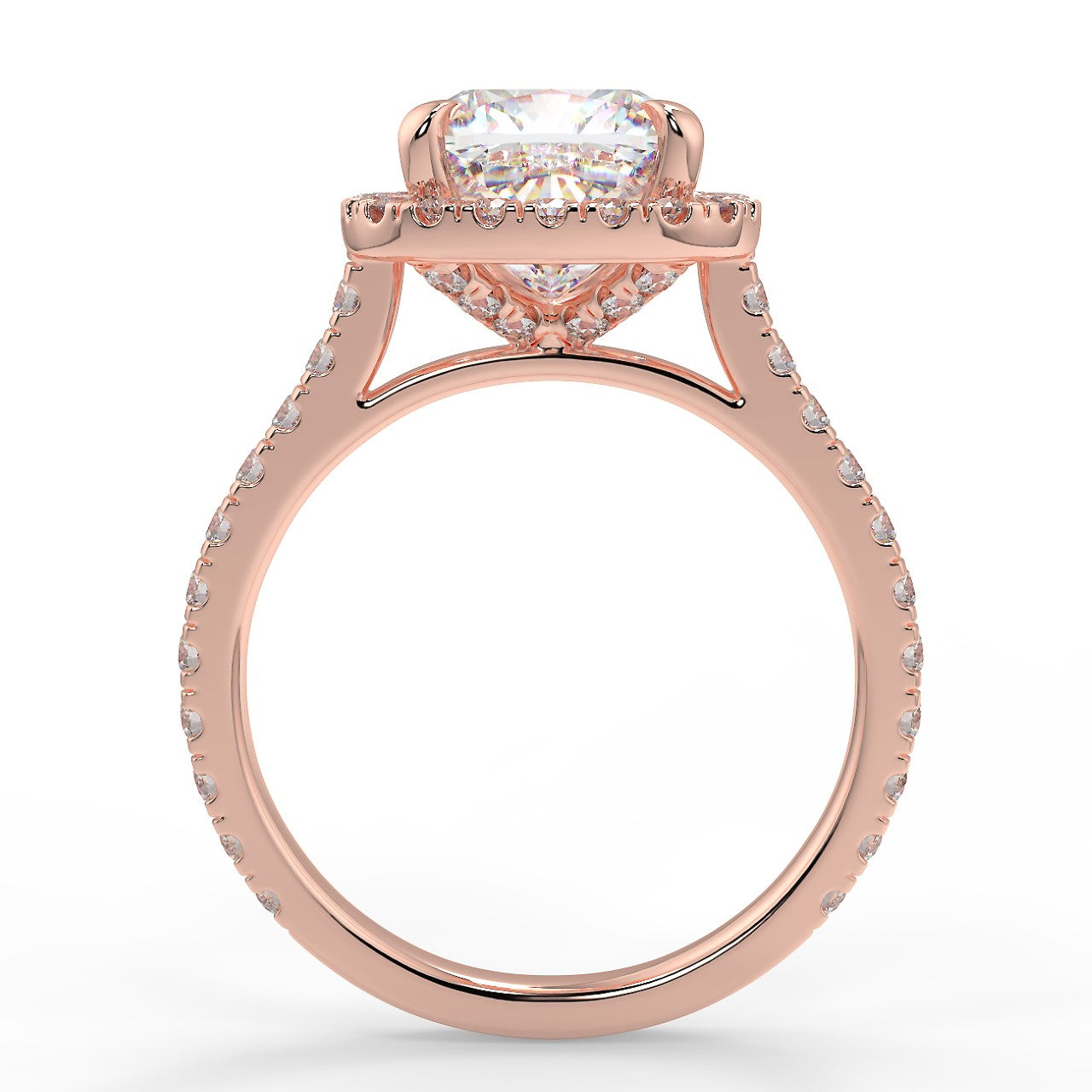 2.15 CT Cushion Moissanite Halo Engagement Ring