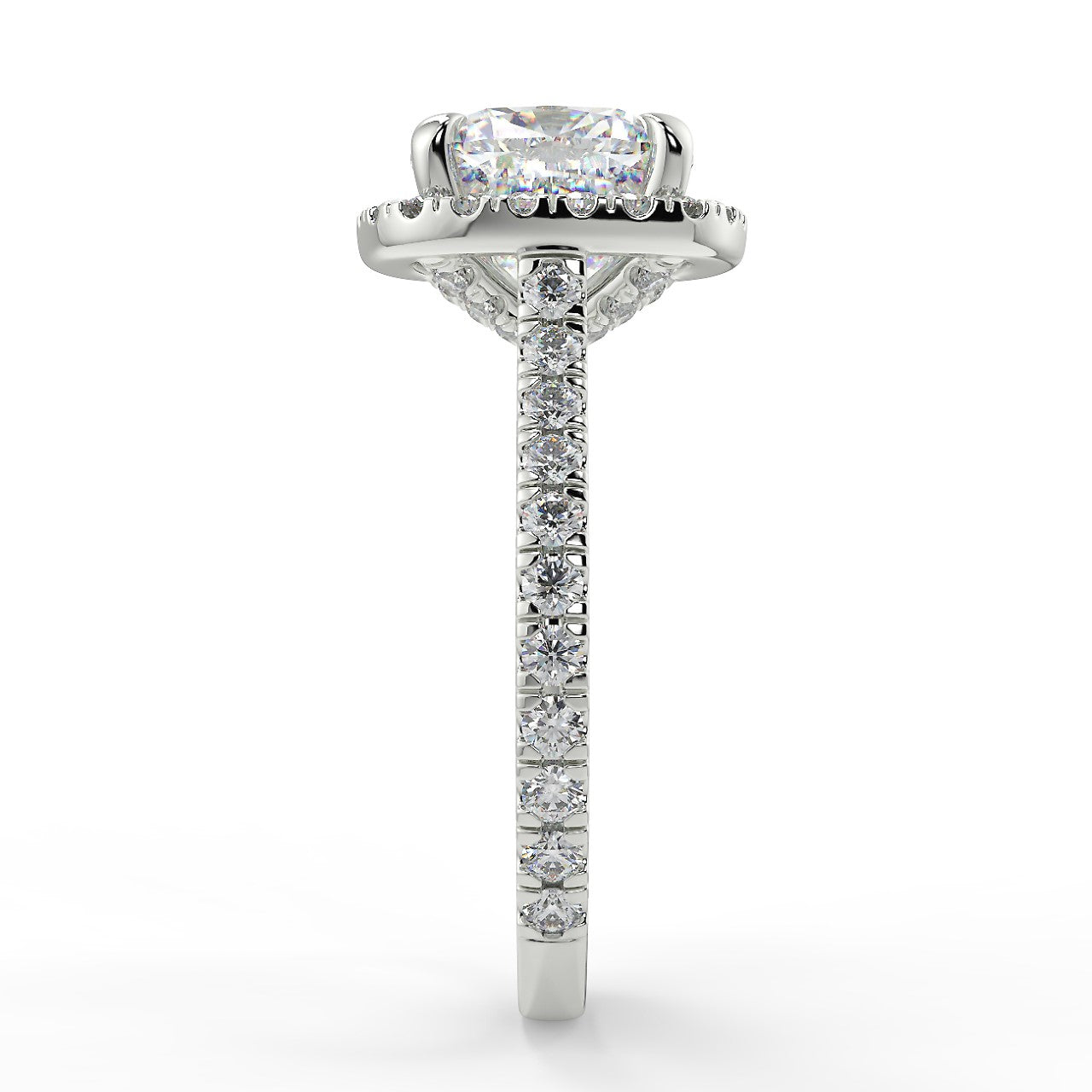 2.15 CT Cushion Moissanite Halo Engagement Ring