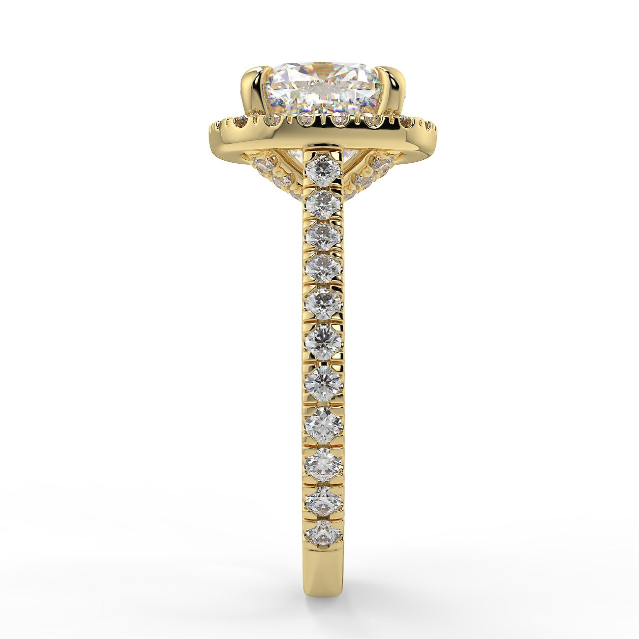 2.15 CT Cushion Moissanite Halo Engagement Ring