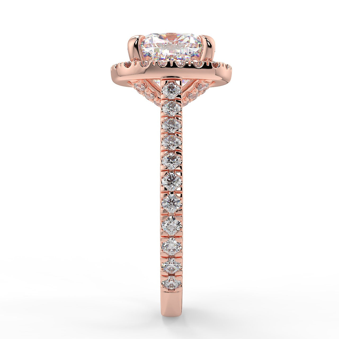 2.15 CT Cushion Moissanite Halo Engagement Ring