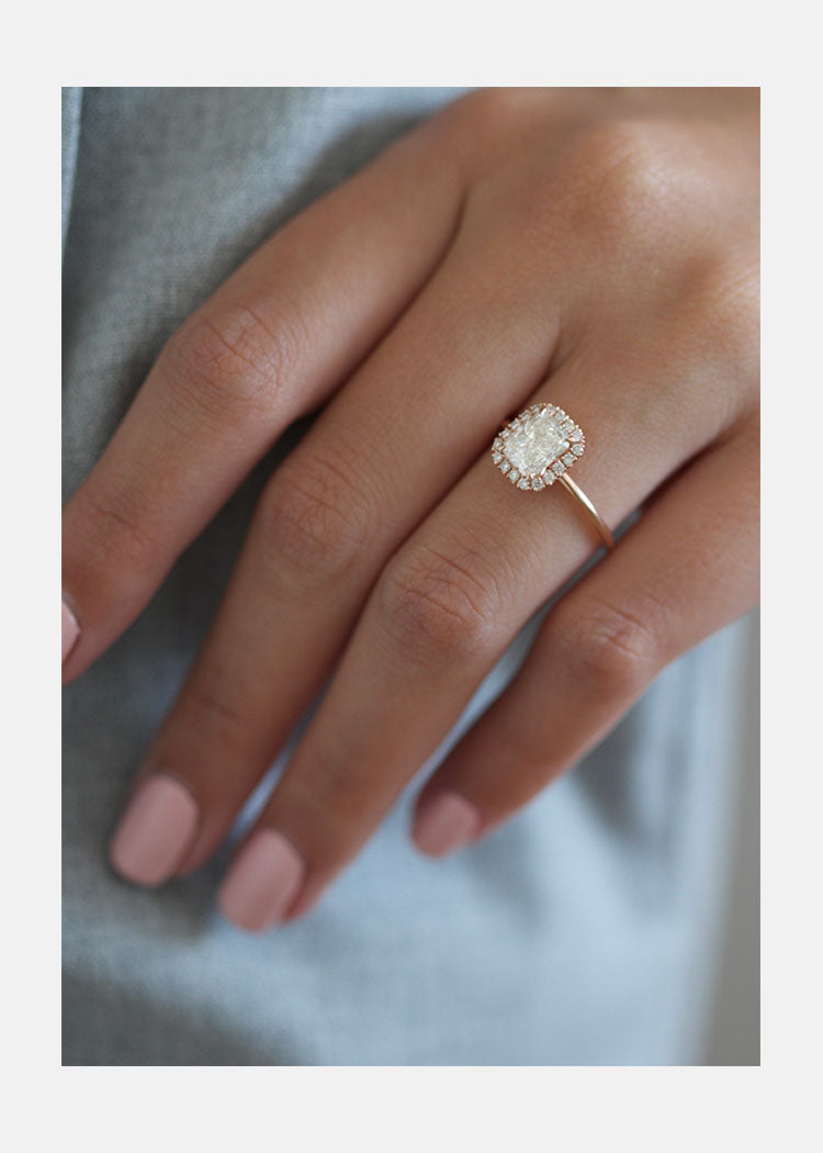 1.50ct Cushion Moissanite Diamond Halo Engagement Ring