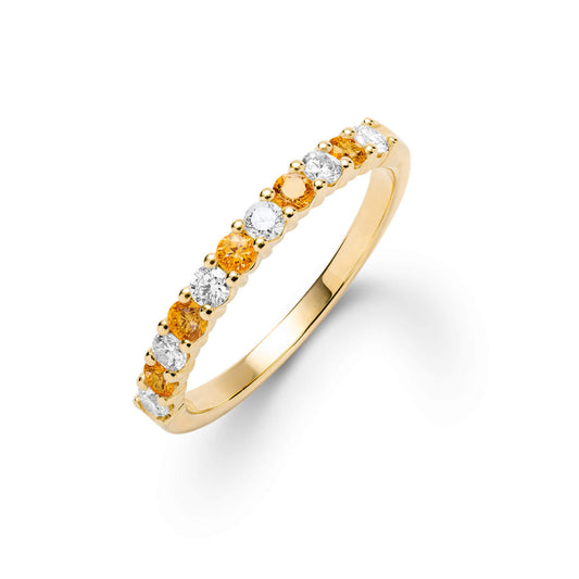 1.32TCW Round Cut Citrine Moissanite November Birthstone Wedding Band