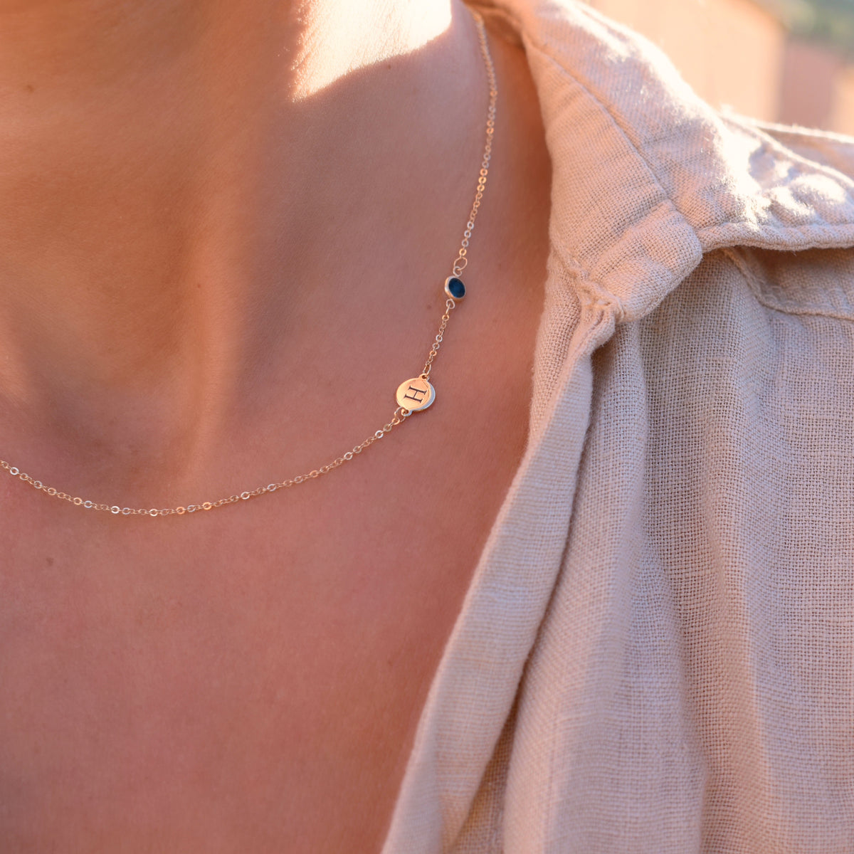 0.25 TCW Round Cut Customized Moissanite September Birthstone Necklace