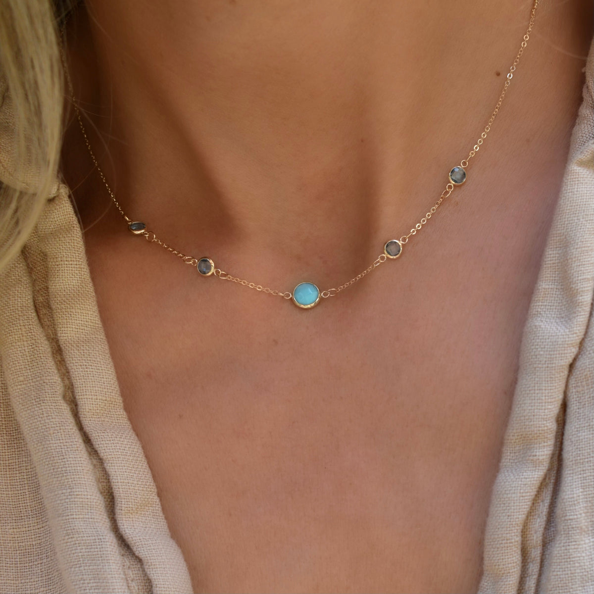1.90CT Round Cut Topaz Moissanite December Birthstone Necklace