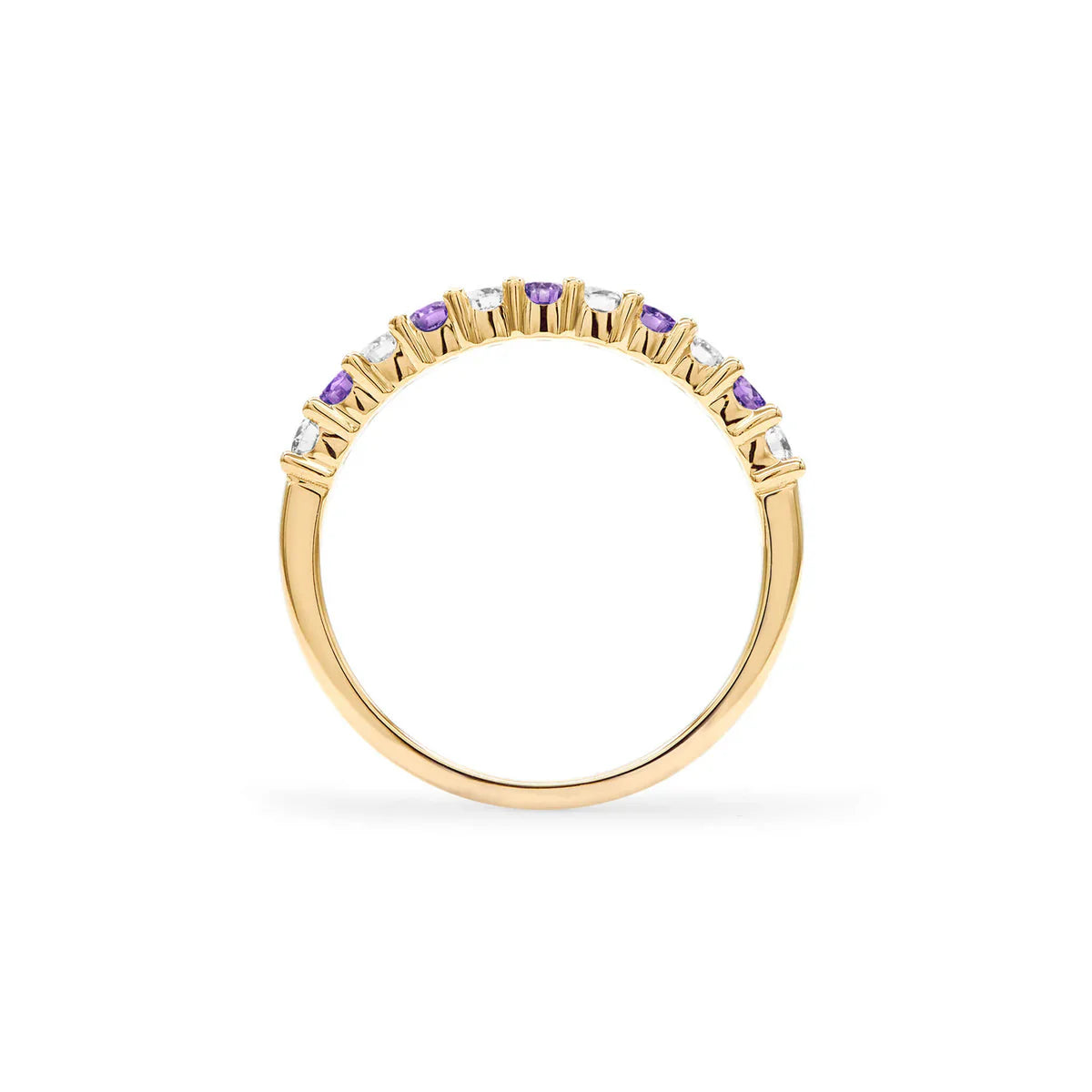 1.30TCW Round Amethyst Moissanite February Birthstone Wedding Band