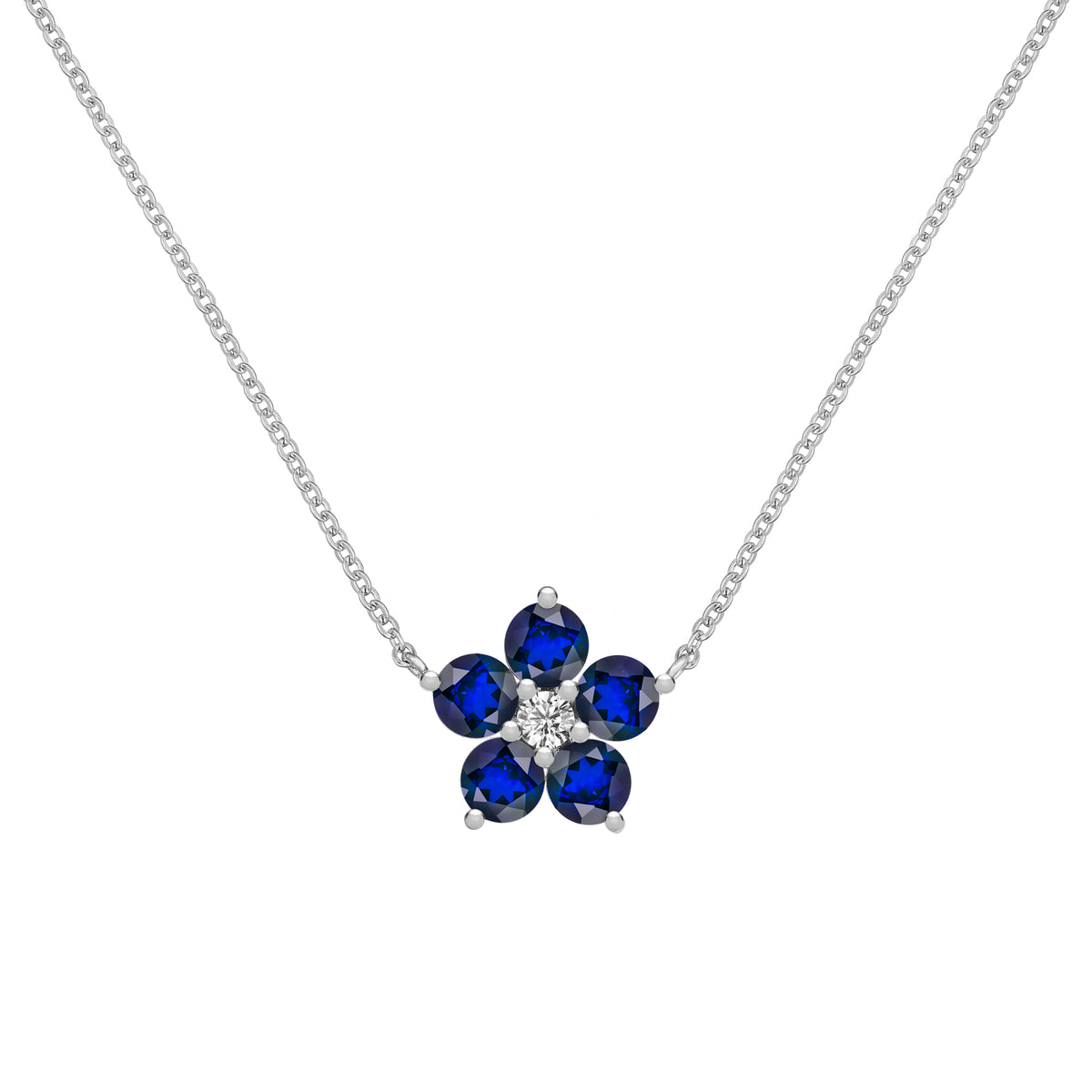 1.45 TCW Round Cut Flower Design Moissanite Necklace-September Birthstone