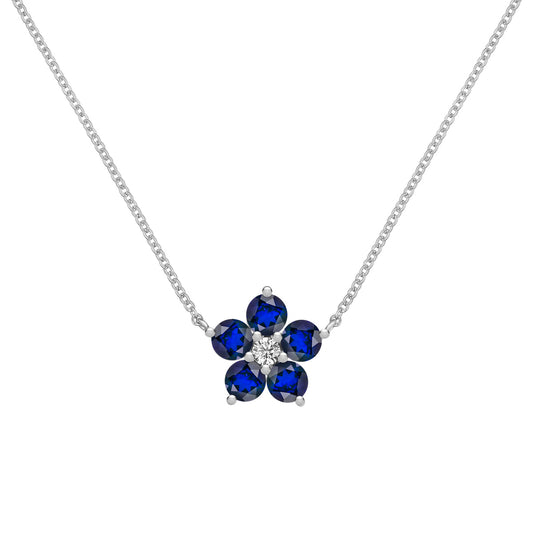 1.45 TCW Round Cut Flower Design Moissanite Necklace-September Birthstone