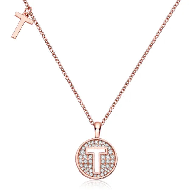 \ T \" Letter Moissanite Diamond Necklace for Women"