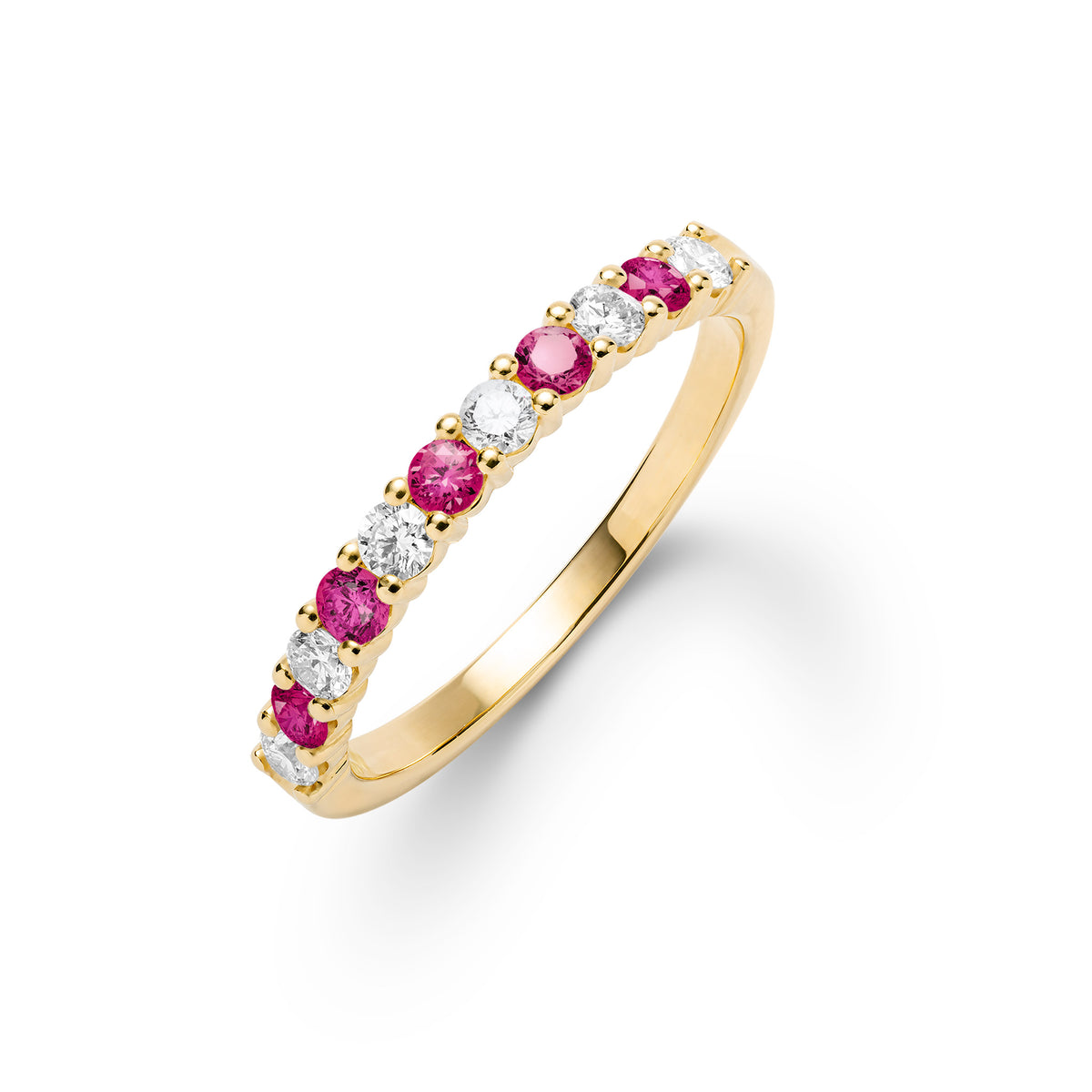 1.32TCW Round Cut Ruby Moissanite july Birthstone Wedding Band