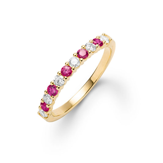 1.32TCW Round Cut Ruby Moissanite july Birthstone Wedding Band