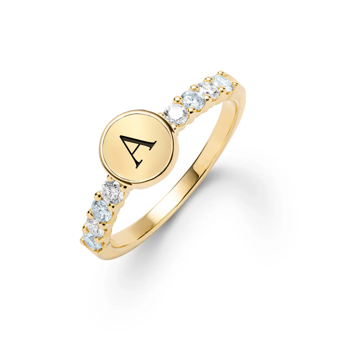 0.96TCW Round Cut Customized Moissanite March Birthstone Ring
