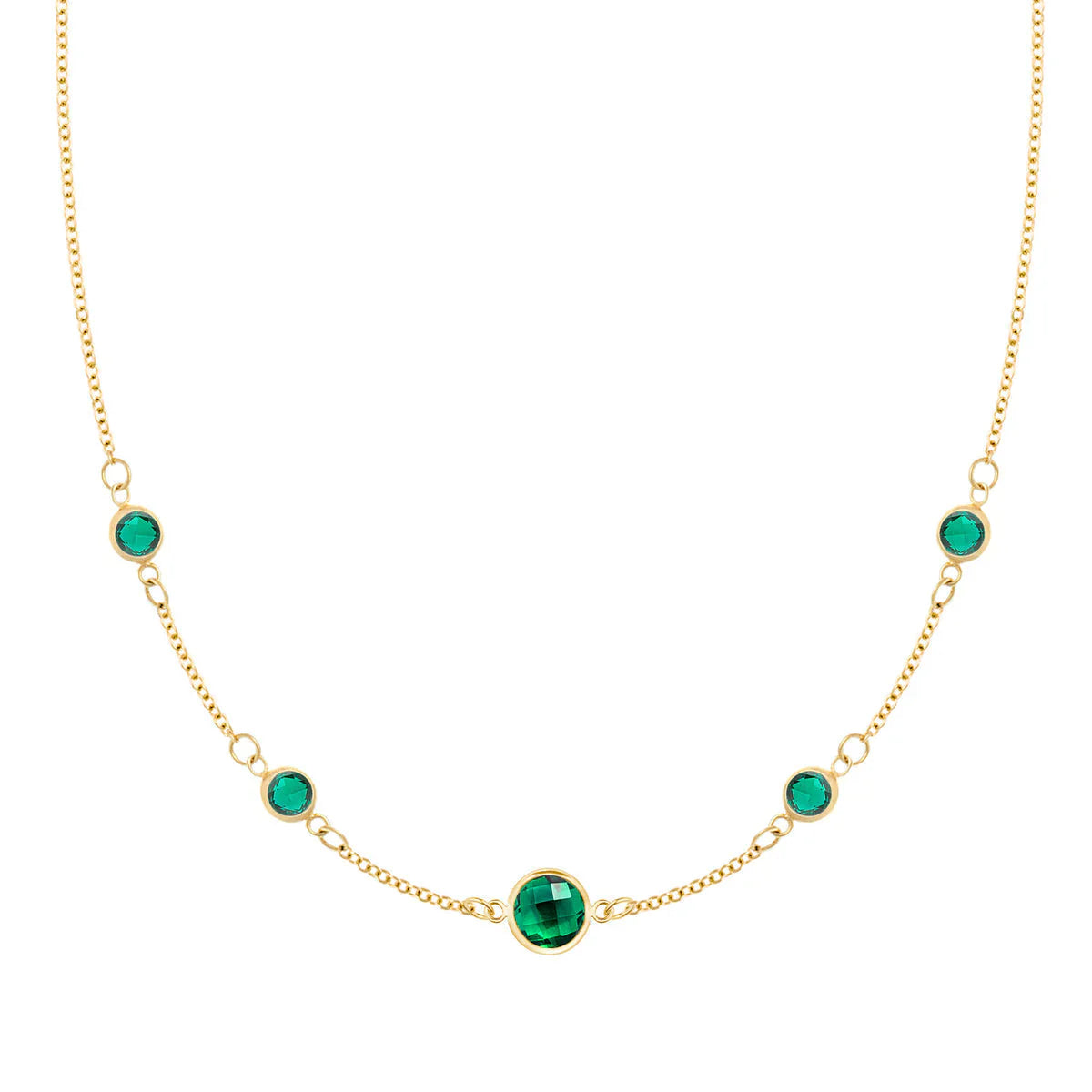 1.84TCW Round Cut Emerald Moissanite May Birthstone Necklace