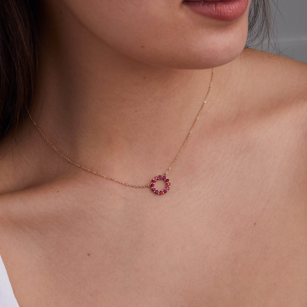 1.20TCW Round Open Circle Moissanite July Birthstone Necklace