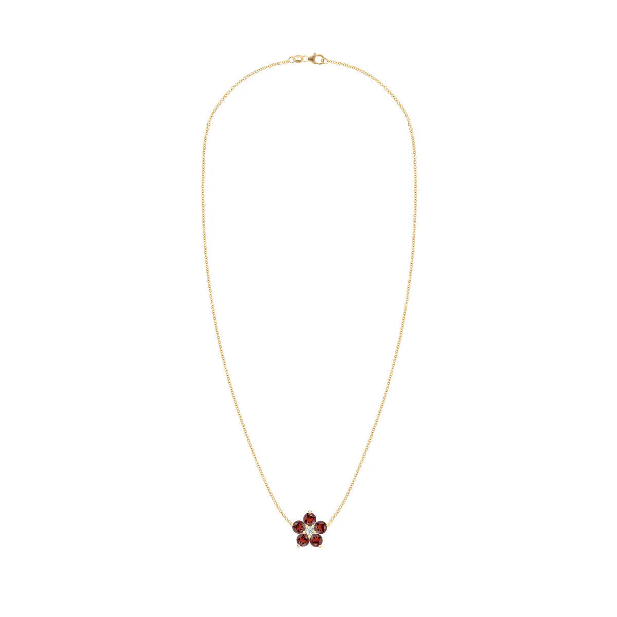 1.45 TCW Round Cut Flower Design Moissanite Necklace-January Birthstone