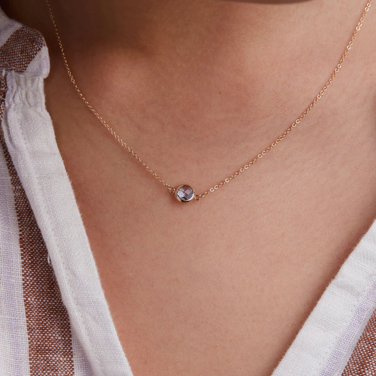0.90CT Round Solitaire Aquamarine Moissanite March Birthstone Necklace