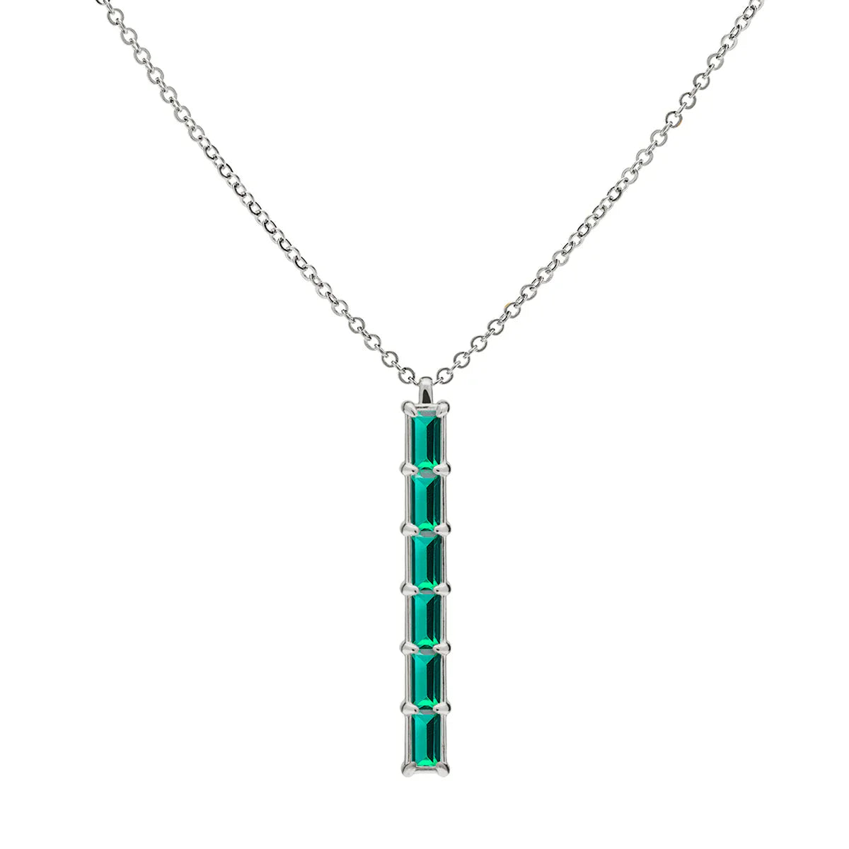 0.84TCW Baguette Cut Moissanite Diamond May Birthstone Necklace