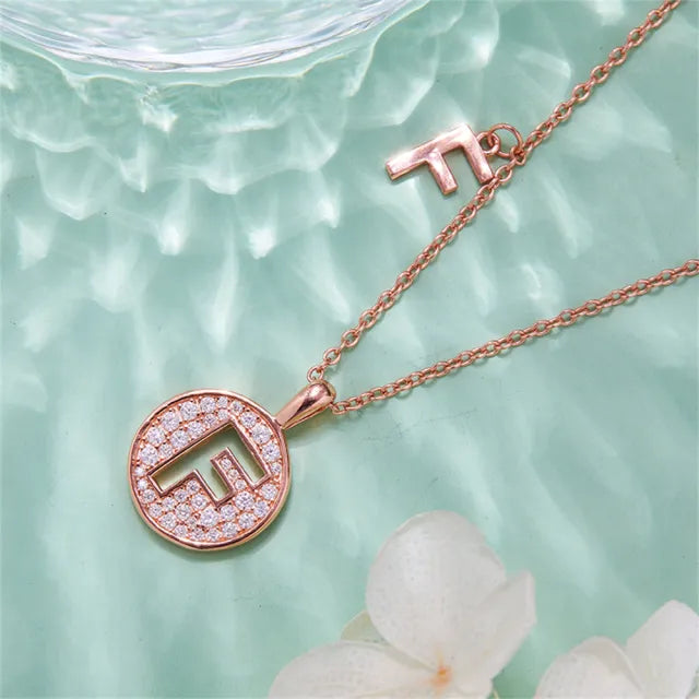 \ F \" Letter Moissanite Diamond Necklace for Women"