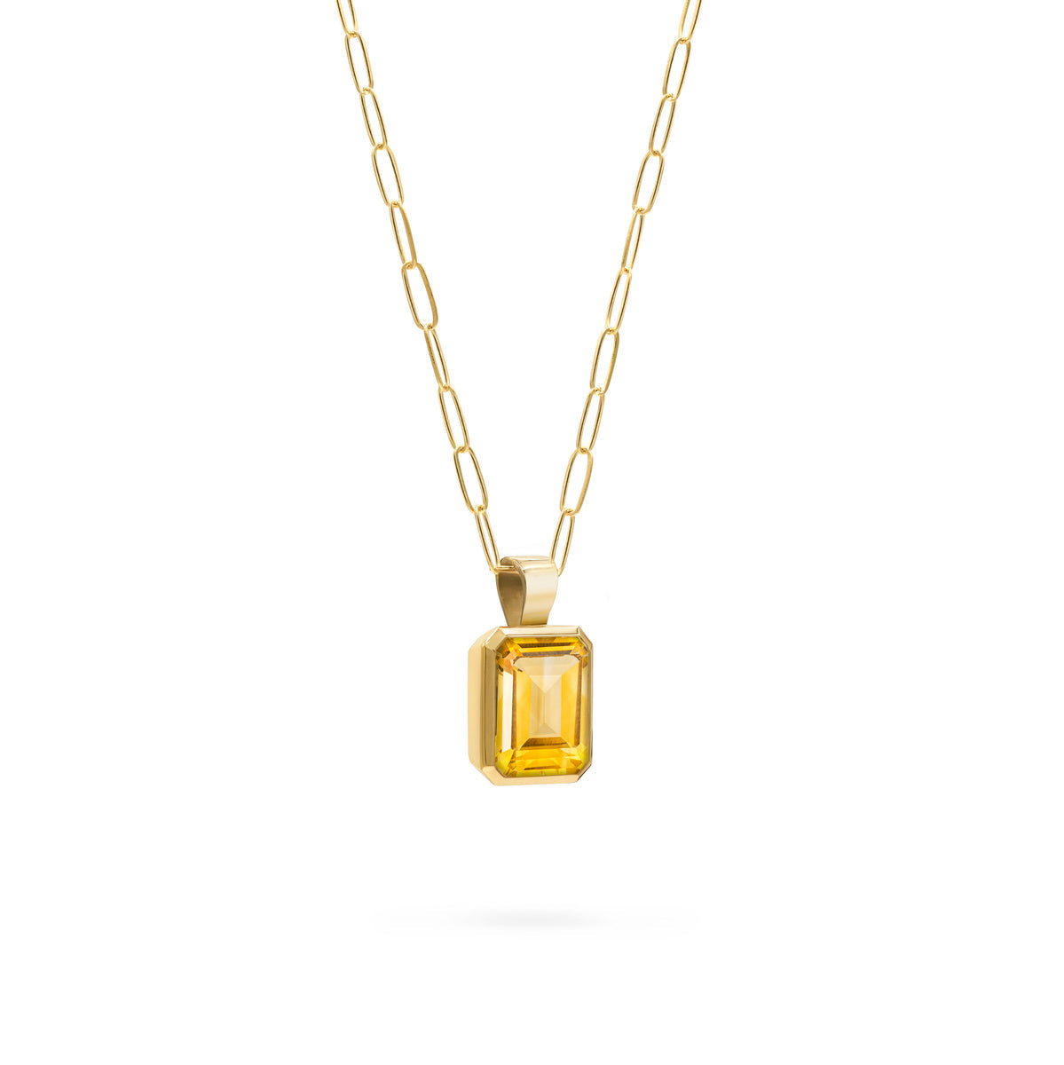 4.0CT Emerald Citrine Moissanite November Birthstone Pendant Necklace