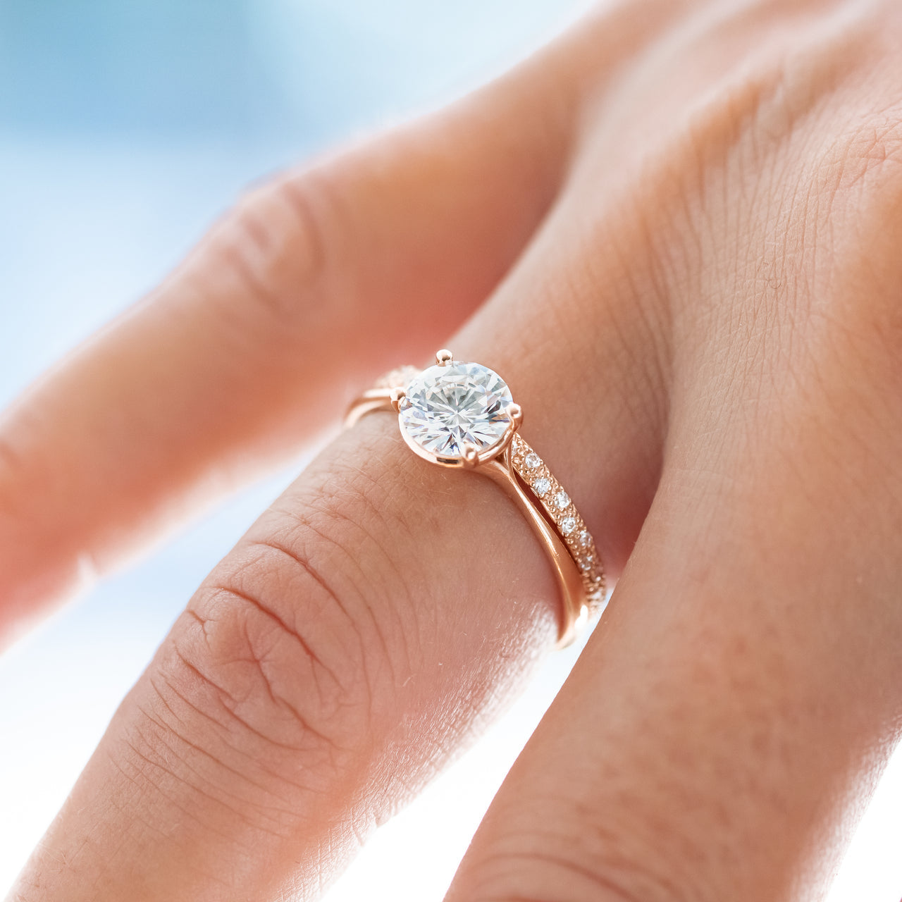 1.20 CT Round Cut Moissanite Engagement Ring