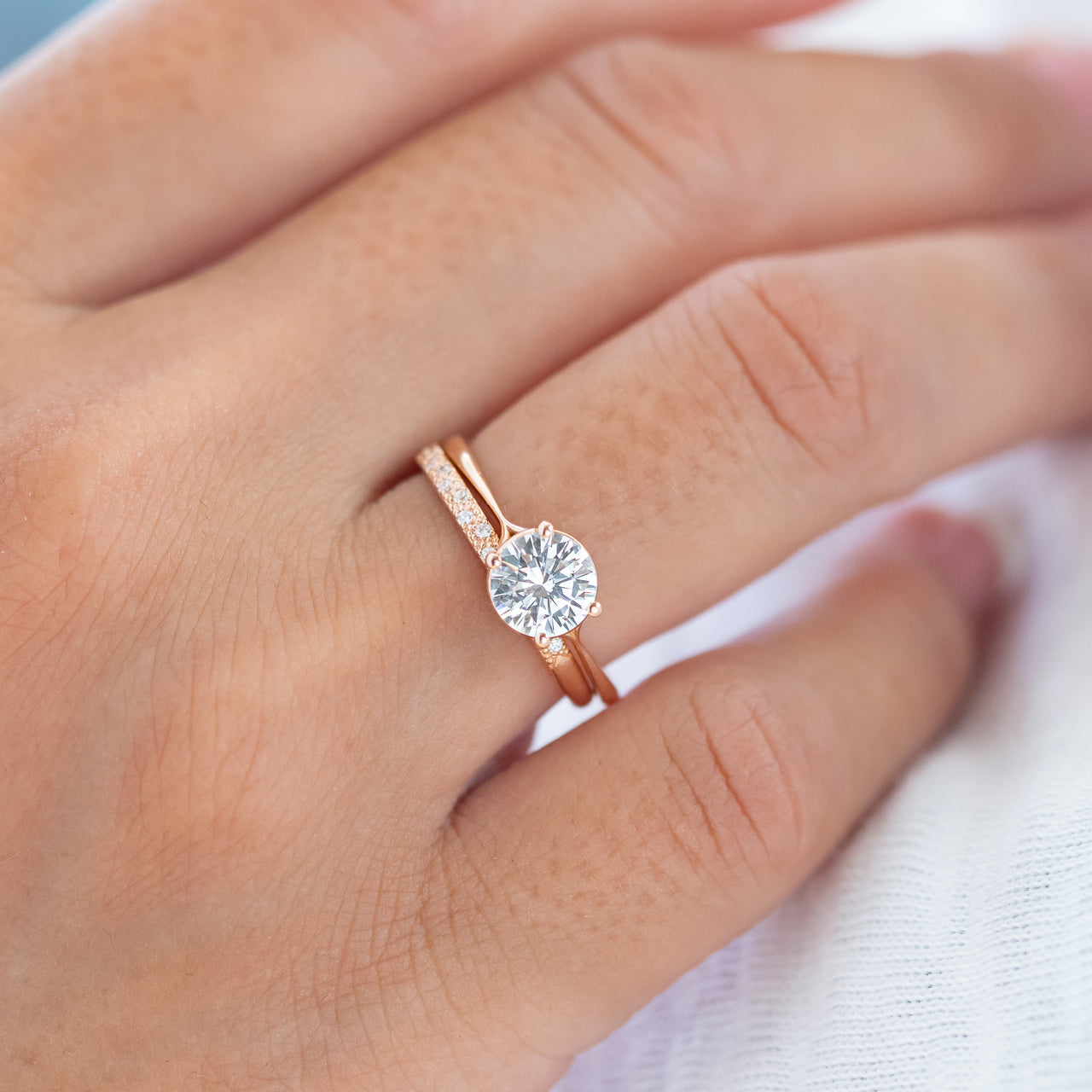1.20 CT Round Cut Moissanite Engagement Ring