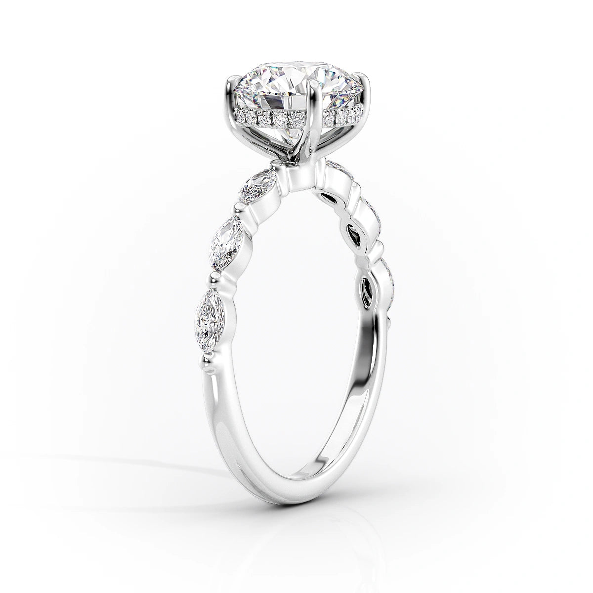 2.50 CT Radiant Moissanite Hidden Halo Engagement Ring With Pave Setting