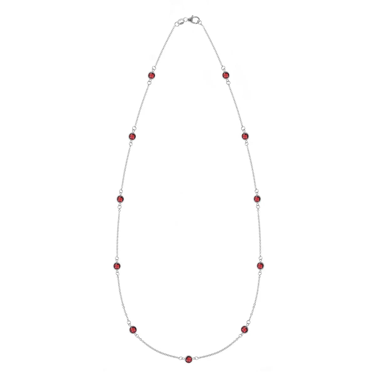 2.75 TCW Round Cut Garnet Moissanite January Birthstone Necklace