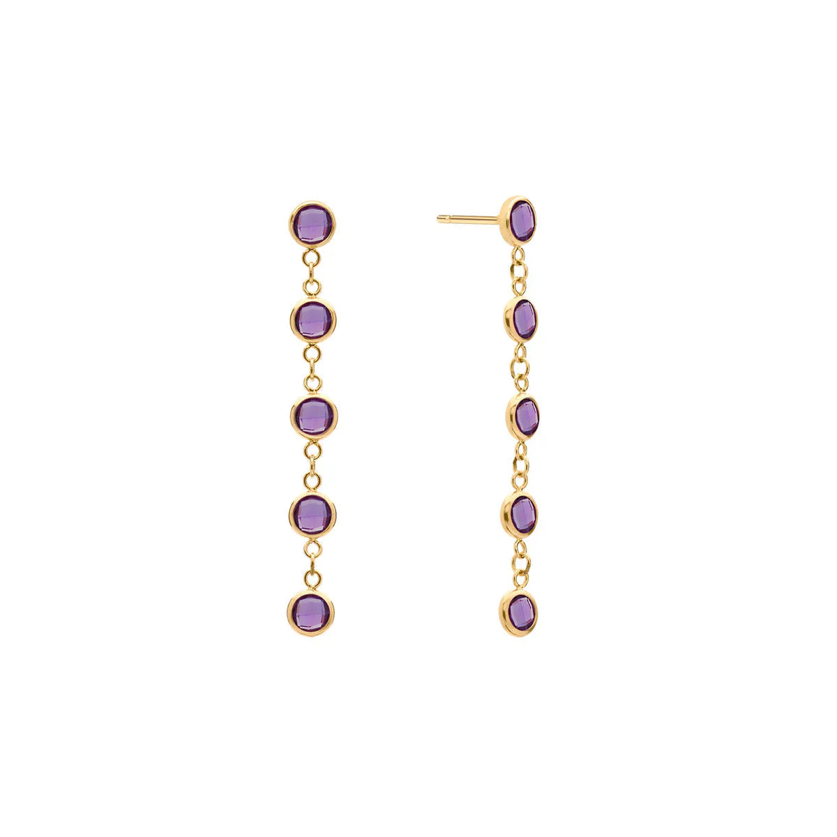 1.25 TCW Round Amethyst Moissanite February Birthstone Dangle Earrings