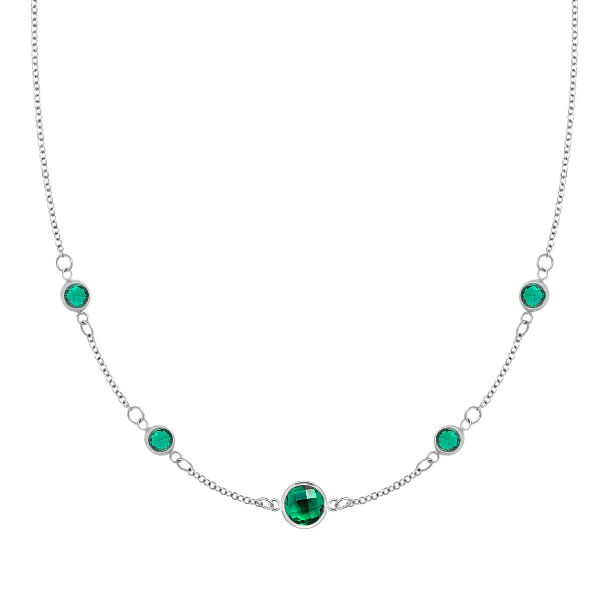 1.84TCW Round Cut Emerald Moissanite May Birthstone Necklace