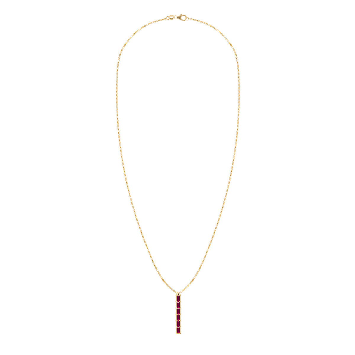 0.84TCW Baguette Cut Ruby Moissanite July Birthstone Necklace
