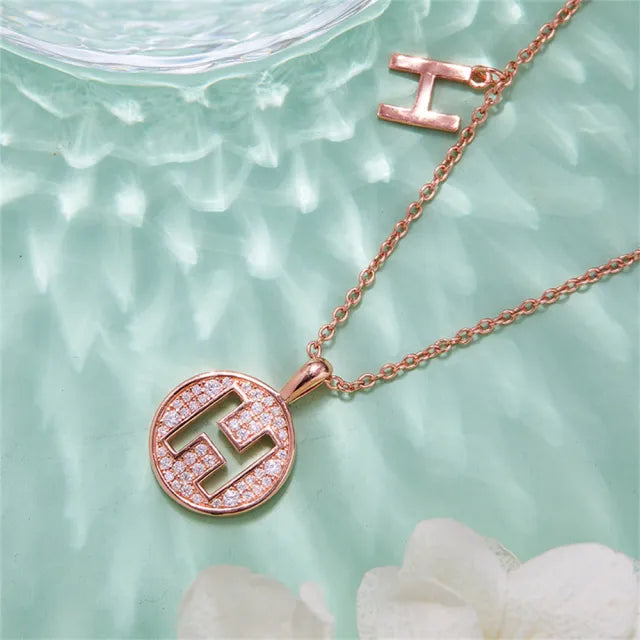\ H \" Letter Moissanite Diamond Necklace for Women"