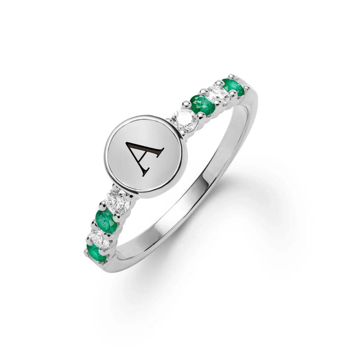 0.96TCW Round Diamond Customized Moissanite May Birthstone Ring
