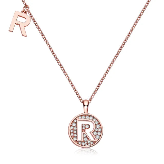 \ R \" Letter Moissanite Diamond Necklace for Women"