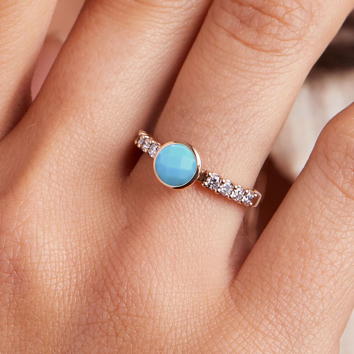 0.90CT Round Cut Topaz Moissanite December Birthstone Engagement Ring