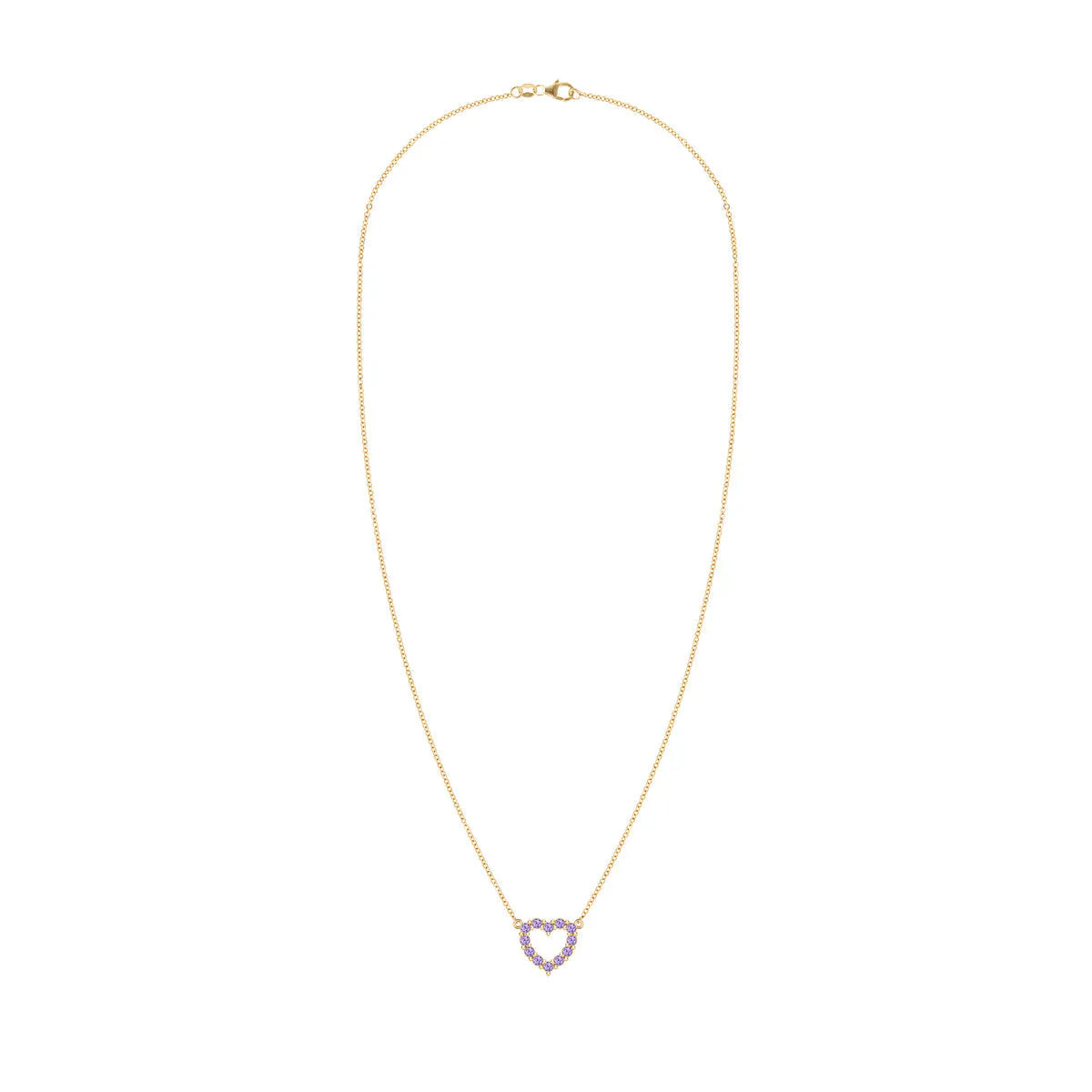 1.40 TCW Round Cut Open Heart Moissanite February Birthone Necklace
