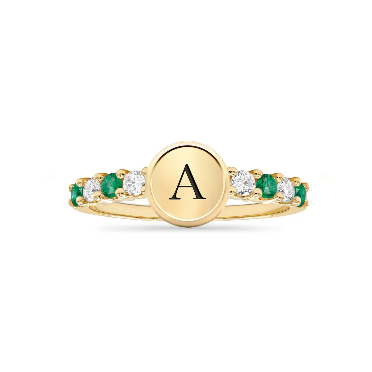 0.96TCW Round Diamond Customized Moissanite May Birthstone Ring