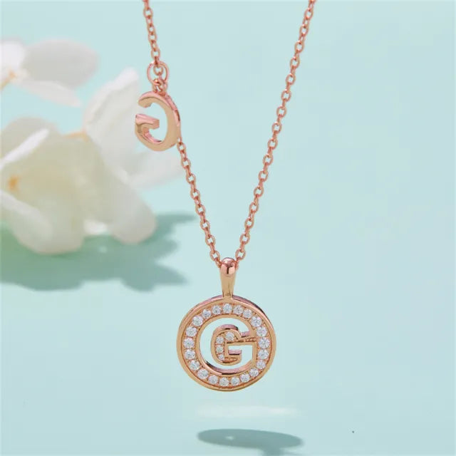\ G \" Letter Moissanite Diamond Necklace for Women"
