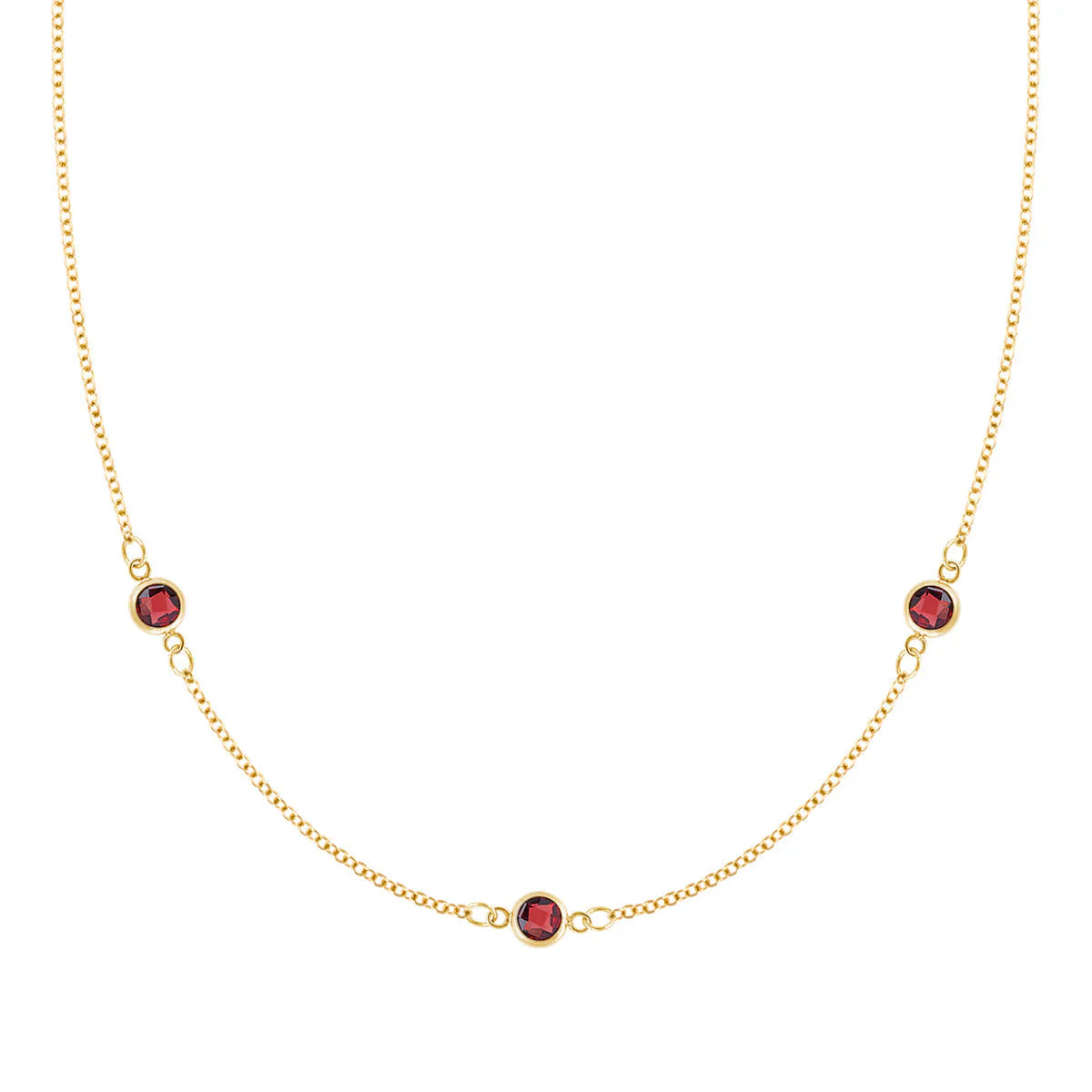 1.20 TCW Round Three Stone Moissanite January Birthstone Necklace
