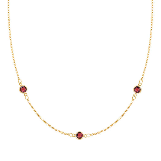1.20 TCW Round Three Stone Moissanite January Birthstone Necklace