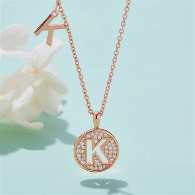 \ K \" Letter Moissanite Diamond Necklace for Women"