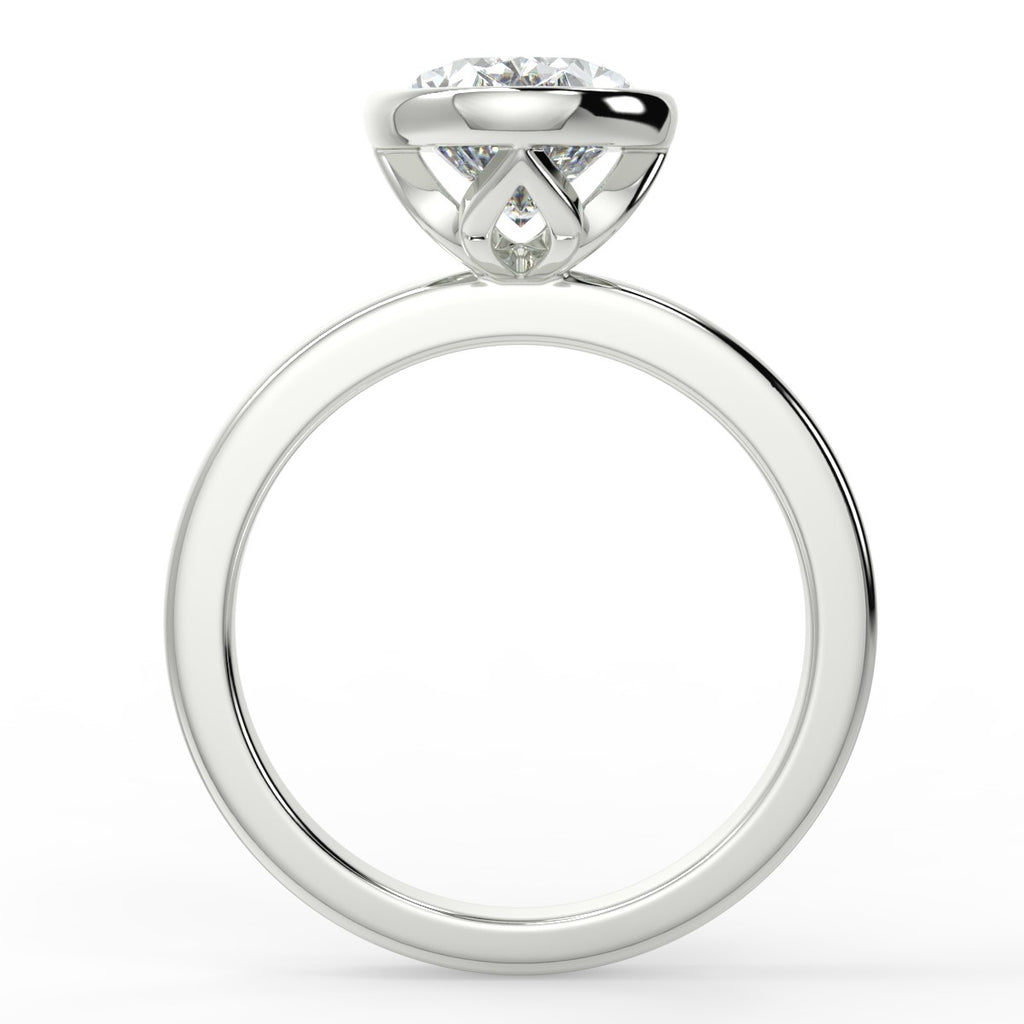 1.91 CT Oval Moissanite Bezel Engagement Ring