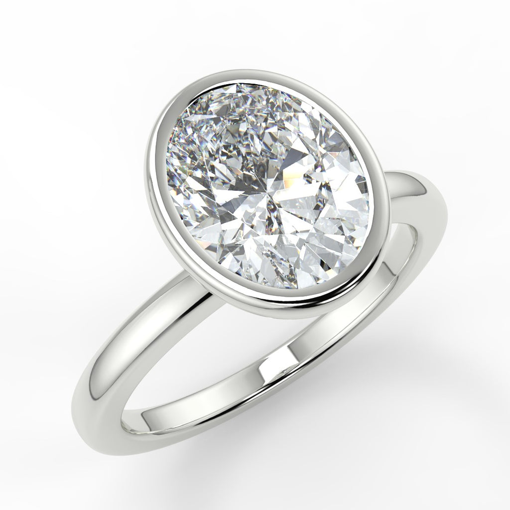 1.91 CT Oval Moissanite Bezel Engagement Ring