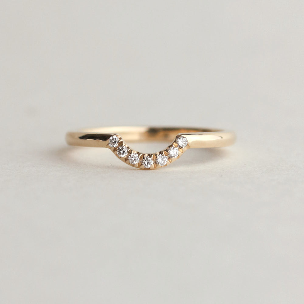 0.088 TCW Round Moissanite Curved Wedding Band