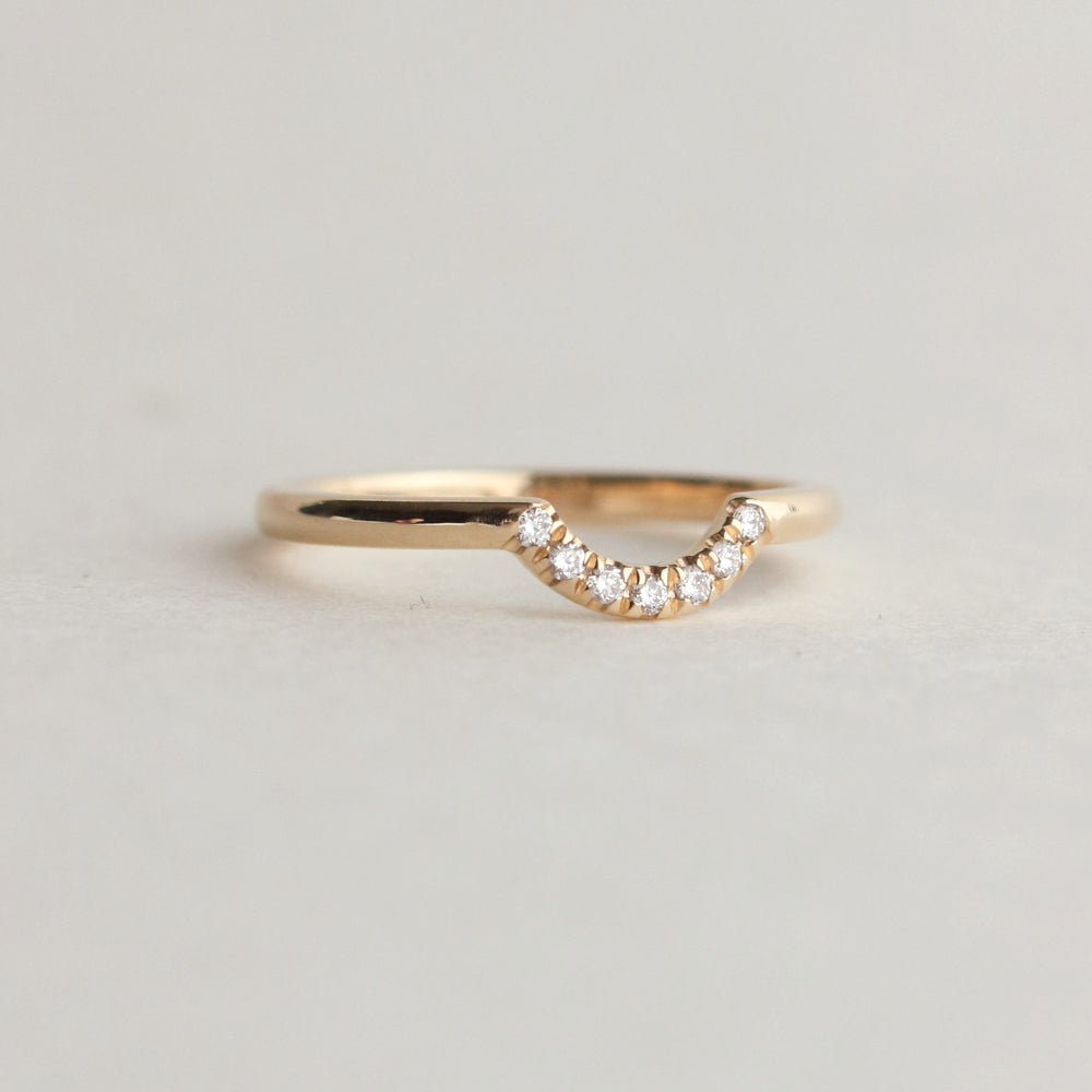 0.088 TCW Round Moissanite Curved Wedding Band