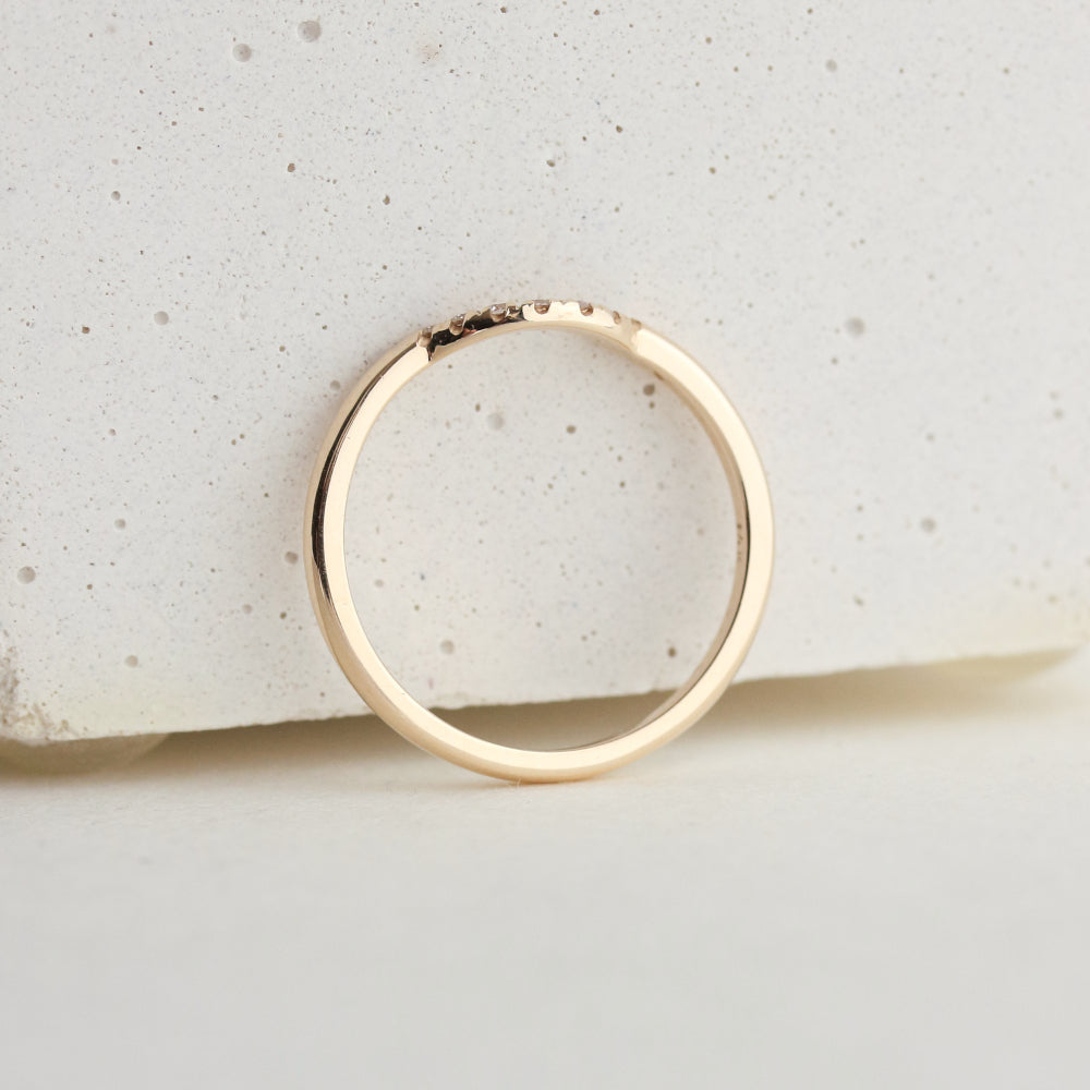 0.088 TCW Round Moissanite Curved Wedding Band