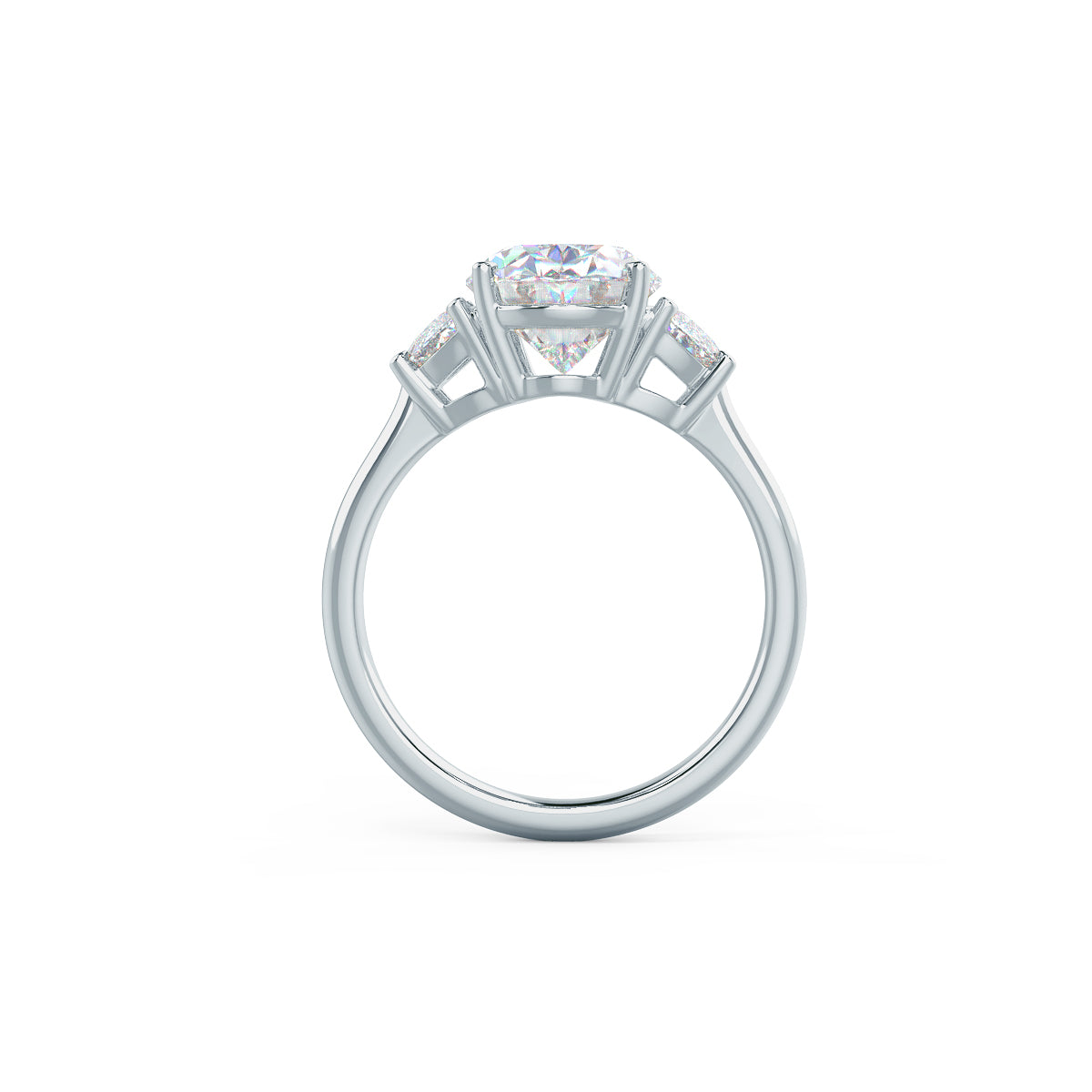 2.25CT Oval Cut Moissanite Half Moon Diamond Engagement Ring