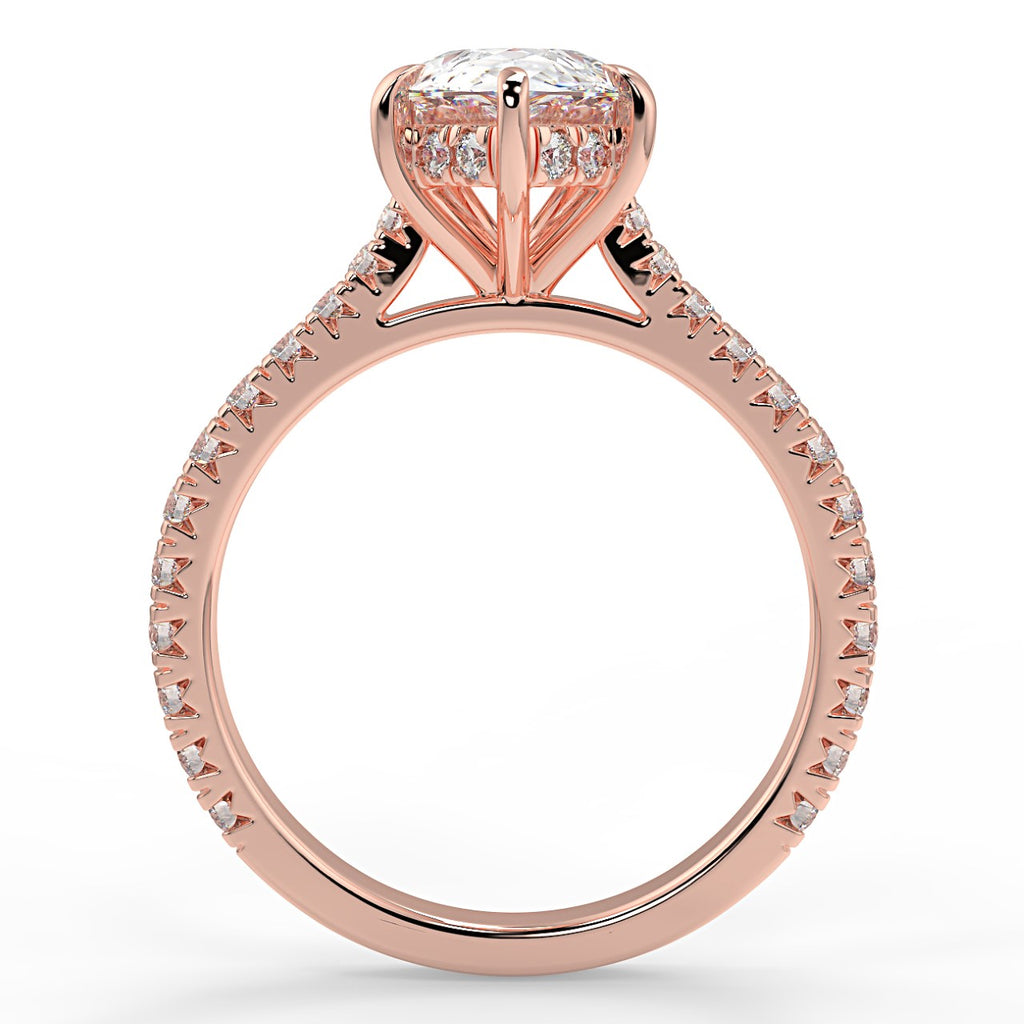 1.33 CT Pear Moissanite Hidden Halo Pave Setting Engagement Ring