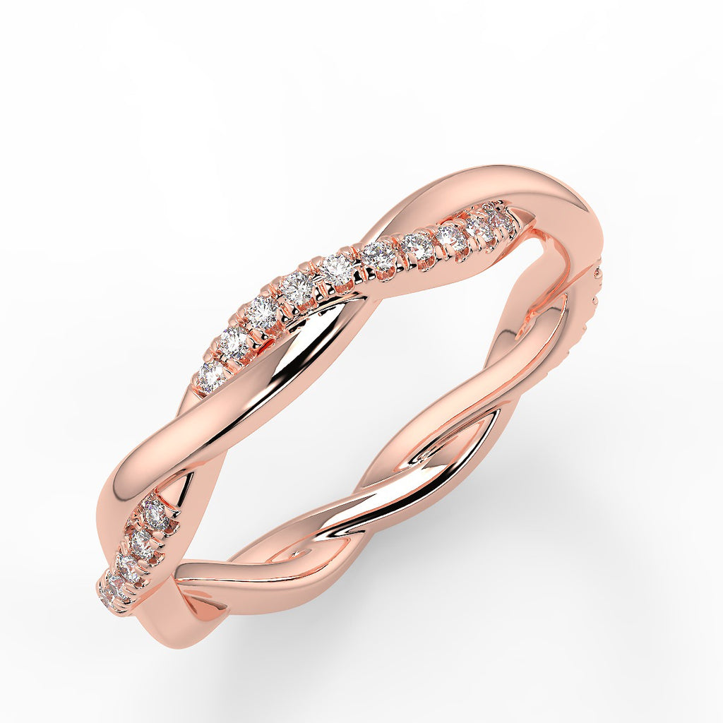 0.11 TCW Round Moissanite Twisted Rope Wedding Band