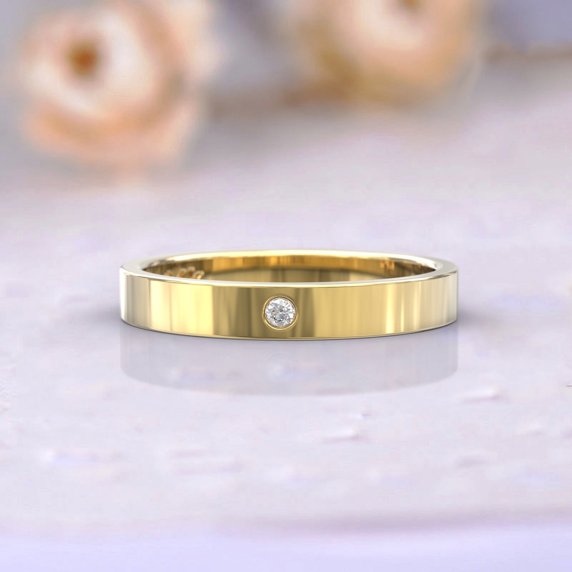 0.02 TCW Round Moissanite Flush Wedding Band