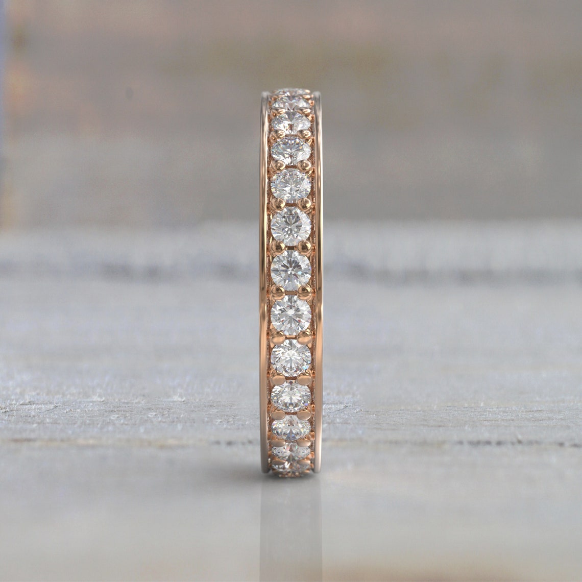 0.21 TCW Round Moissanite Channel Setting Wedding Band
