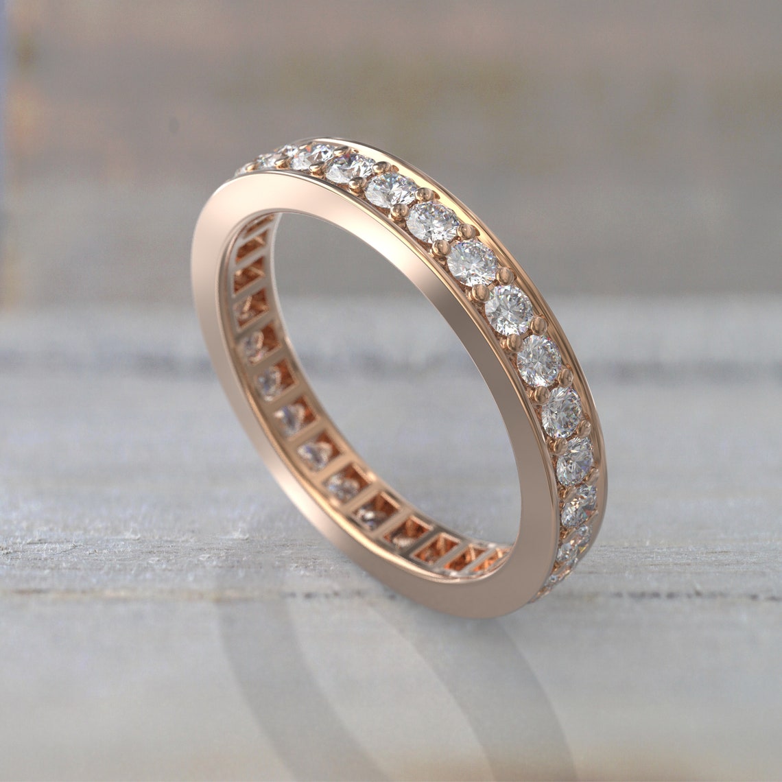 0.21 TCW Round Moissanite Channel Setting Wedding Band